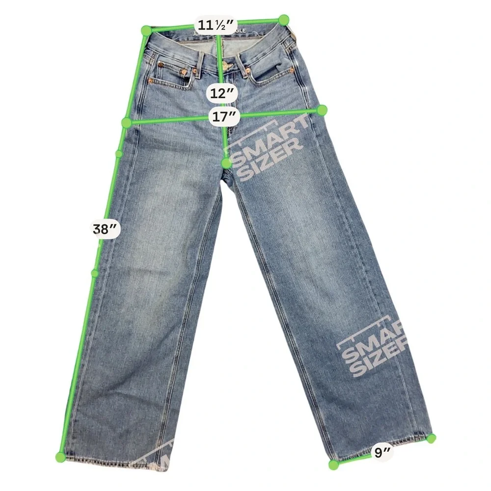 American Eagle Skater Jean Womens 0 Short High Rise Wide Leg Medium Wash Denim‎ - Picture 11 of 12